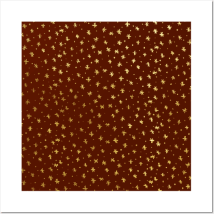 Snowflakes and dots - red and gold Posters and Art